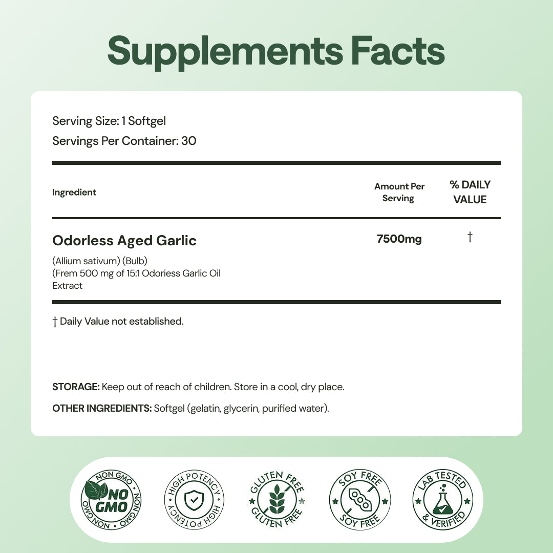 Aged Garlic Extract - 7500mg Odorless Softgels